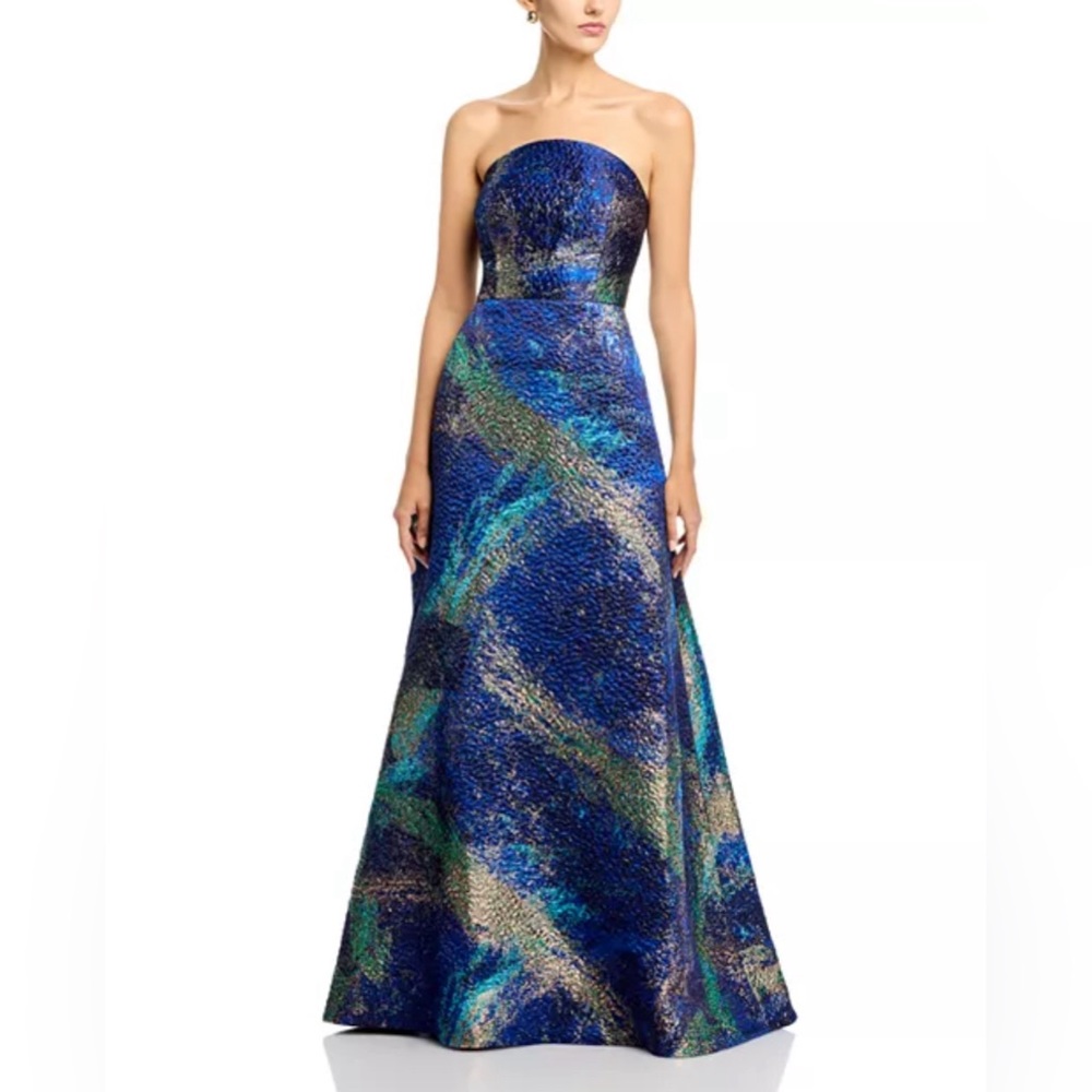Teri Jon by Rickie Freeman Strapless Jacquard Evening Gown - Wedding Guest dress